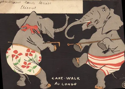 Dois elefantes dançando o Cake-Walk — No Congo — editor não identificado