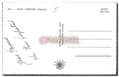 Afrykańskie słonie — Fauna afrykańska — Wydawnictwo HOA-QUI — n° 2310 — Rewers