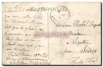 Stara pocztówka Boxe Camp de la Valbonne Ogólny widok namiotów Militaria — Rewers