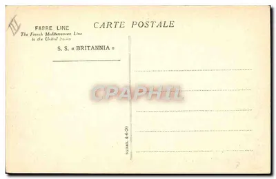 S.S. « BRITANNIA » — statek linii French Mediterranean Line — wydawca FAEBRE LINE — Rewers