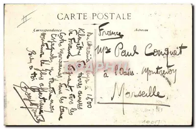 Navio de passageiro francês « CHAOUIA » — Navio da Cia N. Paquet — em mar agitado — editor: G. Gauthier & Cie, 34 rue Marchand, Marselha — Verso