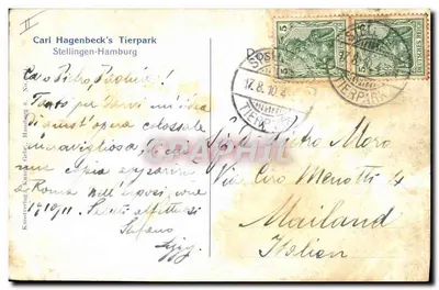 Carl Hagenbeck's Tierpark Stellingen-Hamburg — Abismo de Leões Aberto — Kunstverlag H. Heptinger — Verso