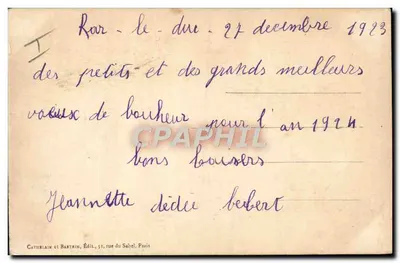 Kobiety i dzieci na śniegu — Wesołych Świąt — Cathelain et Bartrin, Paryż — Rewers