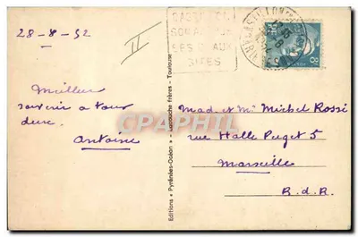 Partida de uma família massatoise para o mercado — Os Velhos Trajes Pireneus — Foto Reemban, Toulouse — Verso