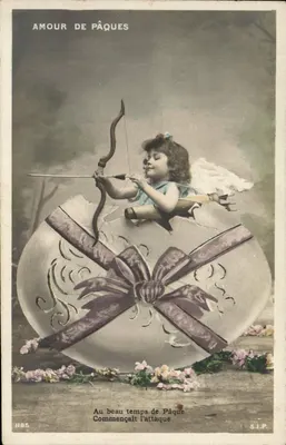 Amor de Páscoa — Cupido em um ovo decorado — S.I.P. n° 1185