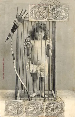 Criança em uma gaiola — Fototype A. Bearenet & Cie, Nancy — número de série não visível