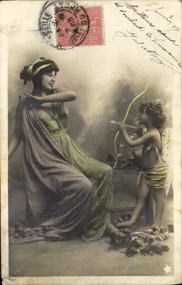 Cupidon et une femme — scène mythologique — Éditeur G. Gillenmet, Série n. 643