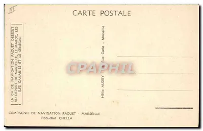 Paquebot Chella — Compagnia de Navegação Paquet — Marselha — Verso