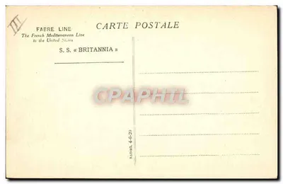 S.S. « BRITANNIA » — Navio S.S. britânico da linha Faibère — Faibère Line — Verso