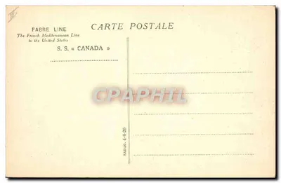 S.S. « CANADA » — nave de la línea Fabre — editor Fabre Line — Reverso
