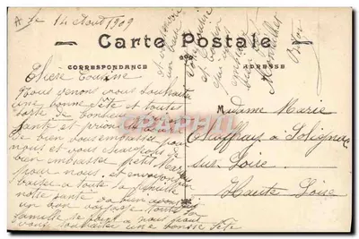 Kobieta w kwiecistej sukni — przed tablicą 'Sainte Marie' — JAK Paris, n° 2130 — Rewers