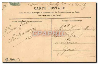 Louise — Karta pocztowa z kwiatami i ptakami — K. F. Éditeurs, Paryż, seria 1.864 — Rewers