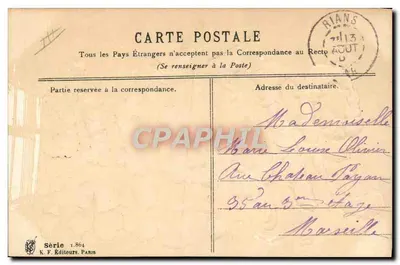 Wielkanoc — biały ptak i kwiaty — K. F. Wydawcy, Paryż, seria 1.864 — Rewers