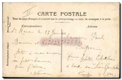 Paul — Dekoracyjna kartka pocztowa z kobietami w literach — Wydawca Marque-Étoile, Paryż — Rewers