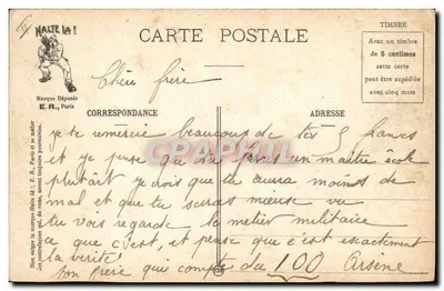 Expressões Militares — Enterrar o Pai Cent — E.R., Paris, modelo depositado n°382 — Verso
