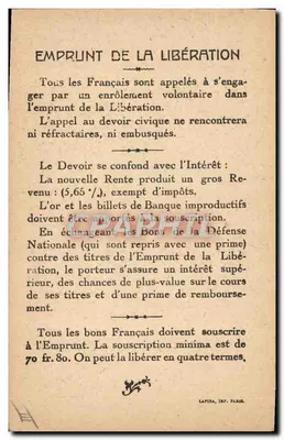 Geral Maunoury — Comandante de Exército, Batalha da Marne 1914 — Editor Lapina, Imp. Paris — Verso