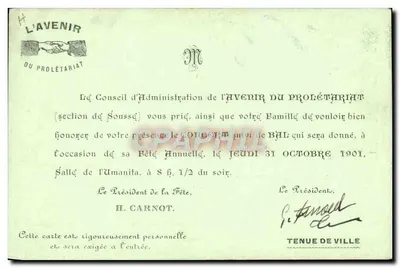Sousse : Cảng Cổ — Souvenir de la Fête Annuelle de l'Avenir du Proletariat — 31 Octobre 1901 — Imp. Française — Mặt sau