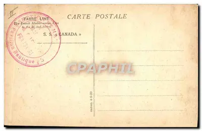 S.S. CANADA — statek z linii Fabre — wydawca Fabre Line — Rewers