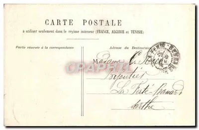 Dois personagens em traje da época diante do Hotel du Charlot Dor — editor H. Roguel, n°2 — Verso