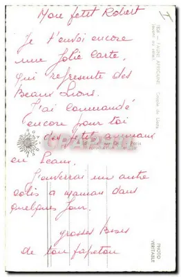 Par de Leões — Fauna Africana — Editor J. Quin - Paris, n° I — Verso