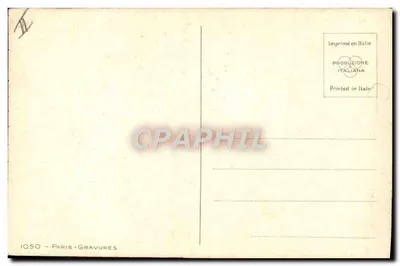 Mulher em vestido de baile — jardim — gravura J. Henry, n°1050 — Verso