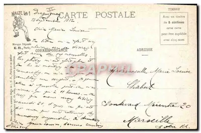 Sergente da semana — A visita! — E.R., Paris, Modelo depositado n°894 — Verso