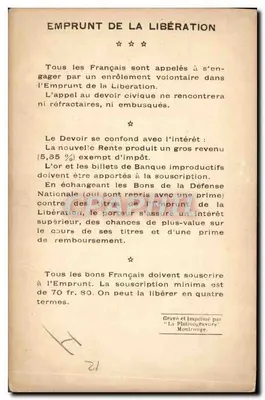 Geral Berthelot — Comandante de um exército (Batalha da Marna, 1918) — Empréstimo da Liberdade (1914-1918) — Verso
