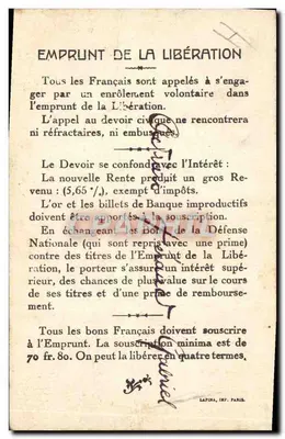 General Maunoury — Kommandant der Armee, Schlacht an der Marne 1914 — Verlag LAPINA, IMP. PARIS — Rückseite