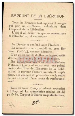 Geral Guillaumat — Comandante das forças da Marne 1918 — Editor: Lapina, Imp. Paris — Verso
