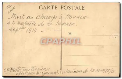Jean Bouin — athlète recordman du monde — Photo Llorca, Marseille — Verso