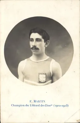 F. MARTIN — Champion du Littoral des 1500m (1912-1913) — éditeur non visible