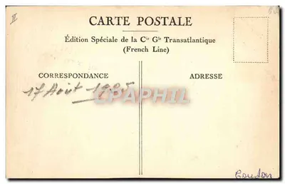 Il Piroscafo "CUBA" — 151 metri di lunghezza, 11.900 tx, 10.250 CV — Edizione Speciale della Cie Gie Transatlantique (French Line) — Verso