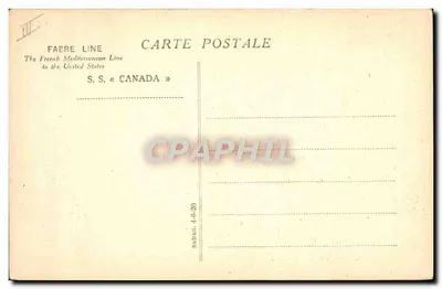 S.S. « CANADA » — navio da Fabre Line — editor desconhecido, número de série não visível — Verso