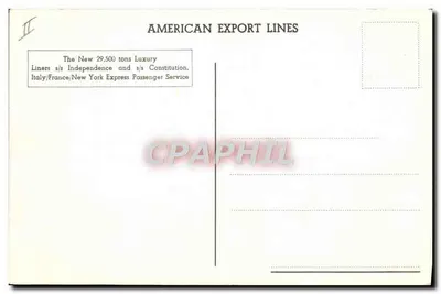 Navio de cruzeiro Independence — American Export Lines — n° da série não visível — Verso