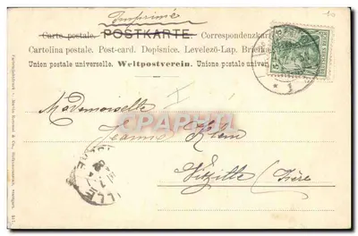 Dwa owady na gałęzi bzu — ilustracja botaniczna — Rousse & Basset, Paryż — Rewers