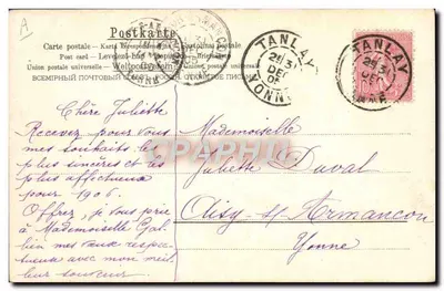 Dwa owady na łódce z magnolią — Tanlay, 29 lutego 1908 — wydawca nieznany — Rewers