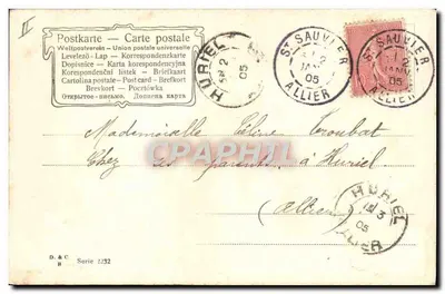 Kobieta z pająkiem — karta życzeń 1905 — wydawca Röthenberger & Cie, seria 1232 — Rewers
