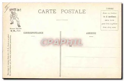 Un sueño mojado — Escenas militares — E.R., París, Modelo depositado N° 15351 — Reverso