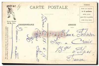 Expressões militares — Enterrar o Pai Cent — E.R., Paris, Modelo depositado N 382) — Verso