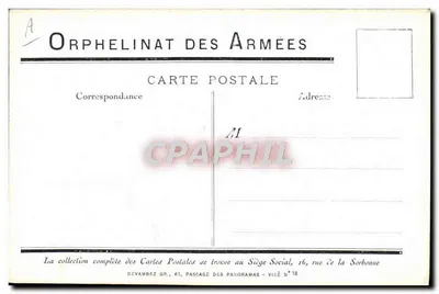 Dag van het Orphanotrofe van de Armée — 20 juni 1915 — Hoofdkantoor 16 rue de la Sorbonne — Achterkant