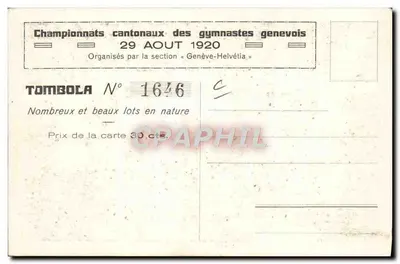 Lançamento do dardo — Campeonatos cantonais dos ginastas genebrinos — Genebra-Helvétia — Verso