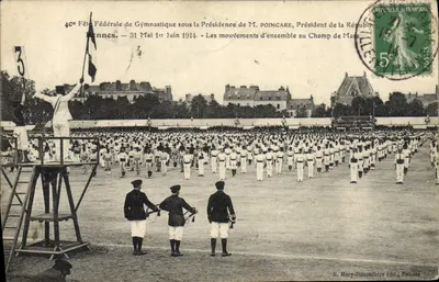 40ª Festa Federal de Ginástica — Os movimentos em grupo no Campo de Marte — E. Mary-Rousselière edit., Rennes