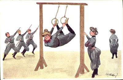 Mulheres e meninos em atividade física — ilustração de Amy Champlbury — B.K.W.I. 705-8