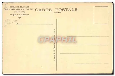 Paquebote Canada — Compagnia Francesa de Navegação a Vapor — Edição F.N. Canada — Verso