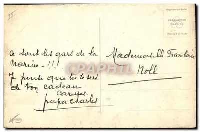 Mademoiselle Framboise — antieke ansichtkaart Italiaanse — PRODUZIONE ITALIANA — Achterkant