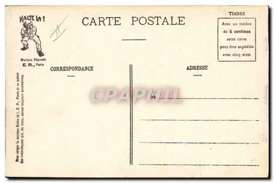 Os Mandamentos do Soldado — caricatura de soldados ao partir — E.R. Paris (Modèle déposé) N°730 — Verso