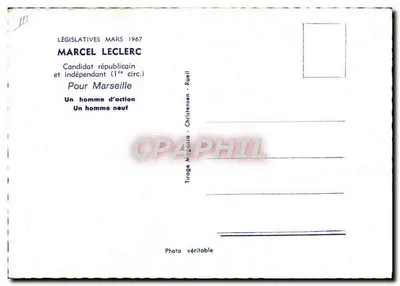 Marcel Leclerc — Candidato republicano e independente (1ª circunscrição) — Impressão Christensen - Rueil — Verso