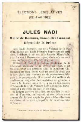 Jules Nadi — Socialistisch lid van de gemeenteraad — Foto Jacquin Frères, Valence — Achterkant