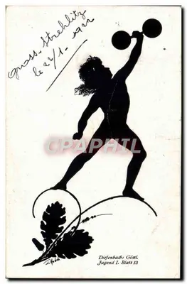 Atleta levantando o peso — silhueta negra — Diefenbach Göttl. Jugend I. Blatt 13