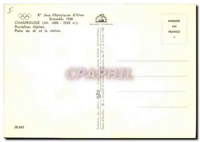 Chamrousse — Xe Jeux Olympiques d'Hiver Grenoble 1968 — Wydawnictwo Ecoiffon — Rewers